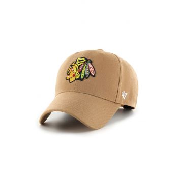 47brand șapcă NHL Chicago Blackhawks culoarea maro, cu imprimeu H-MVPSP04WBP-QL ieftina