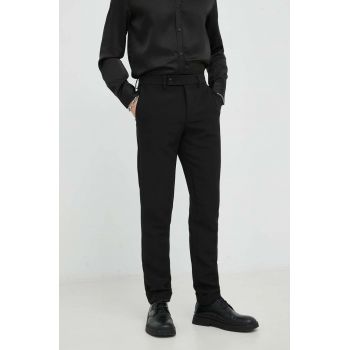 Bruuns Bazaar pantaloni Karlsus Basic Pants barbati, culoarea negru, mulata de firma originali