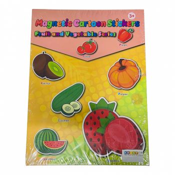 Carte magnetica cu activitati educative, cu piese puzzle si tablita de scris magnetica, cu marker, Fructe si legume ieftina