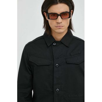 G-Star Raw camasa din bumbac barbati, culoarea negru, cu guler clasic, regular de firma originala