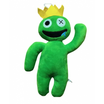 Jucarie din plus mascota Roblox Rainbow Friends, 30 cm, Verde deschis cu coronita