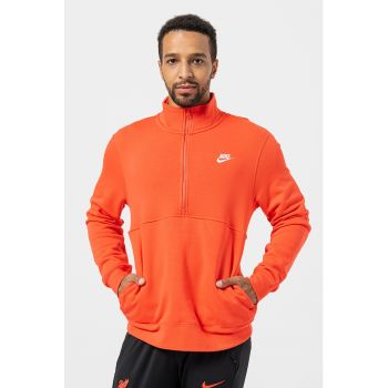 Bluza sport regular fit cu fermoar scurt si logo brodat discret