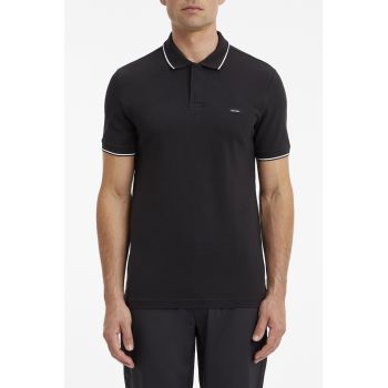 Tricou polo slim fit din material pique