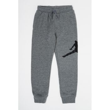 Pantaloni sport cu imprimeu logo si snur in talie Jumpman