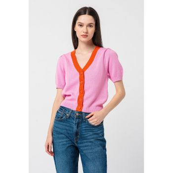 Cardigan cu maneci cazute si decolteu in V