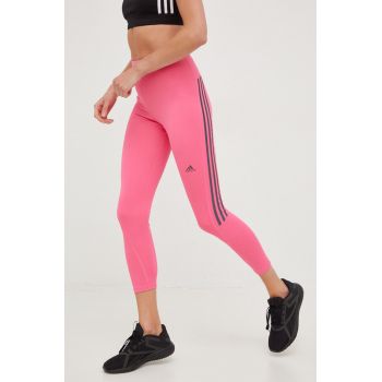 adidas Performance leggins de alergare Run Icons femei, culoarea roz, cu imprimeu de firma originali