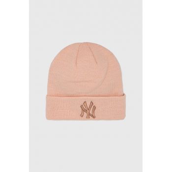 New Era caciula culoarea roz, din tricot gros