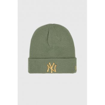 New Era caciula culoarea verde, din tricot gros de firma originala