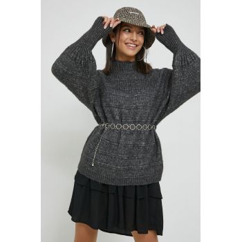 Only pulover din amestec de lana femei, culoarea gri, cu turtleneck