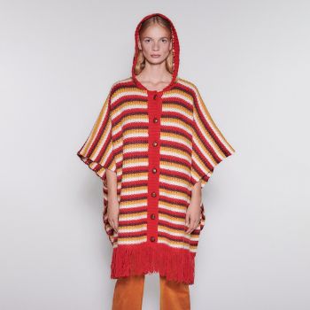 Reserved - Poncho cu franjuri - Multicolor