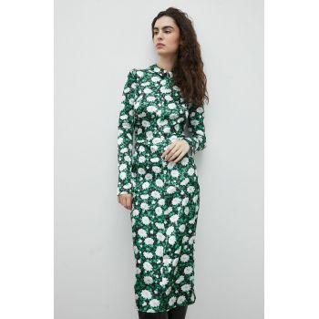 Samsoe Samsoe rochie culoarea verde, midi, drept