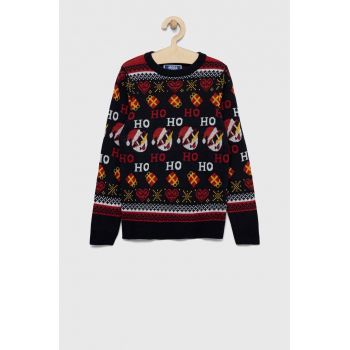 Jack & Jones pulover de bumbac pentru copii culoarea albastru marin, light