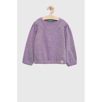 United Colors of Benetton bluza copii culoarea violet, neted