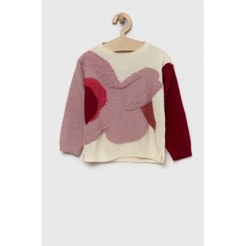 United Colors of Benetton pulover pentru copii din amestec de lana culoarea roz, light