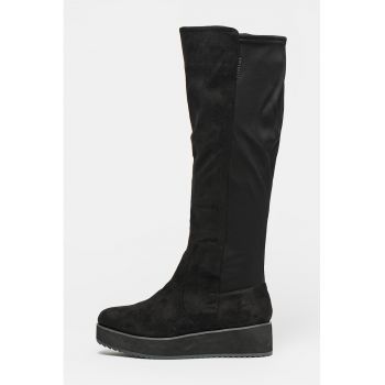 Cizme peste genunchi cu talpa wedge