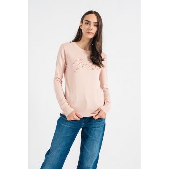 Pulover cu logo cu strasuri