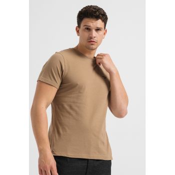 Tricou tailored fit din material pique cu logo brodat Chaldon