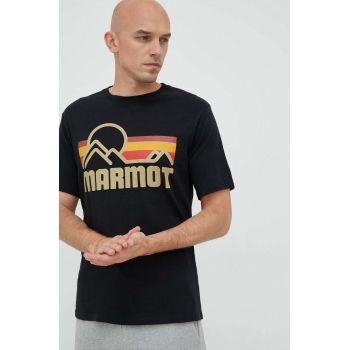 Marmot tricou din bumbac culoarea negru, cu imprimeu