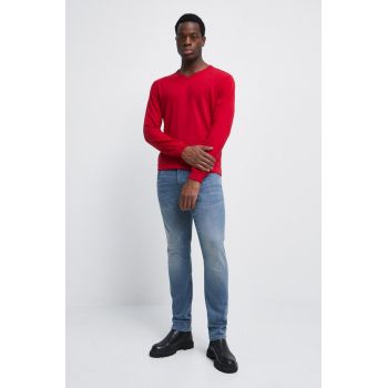 Medicine pulover de bumbac barbati, culoarea rosu, light de firma original