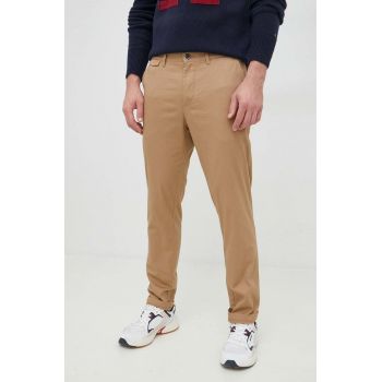 Sisley pantaloni barbati, culoarea bej, drept