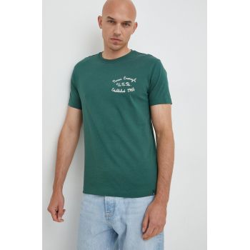 United Colors of Benetton tricou din bumbac culoarea verde, cu imprimeu de firma original