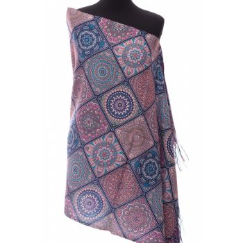 Esarfa casmir dreptunghiulara modele marocane in nuante de roz prafuit