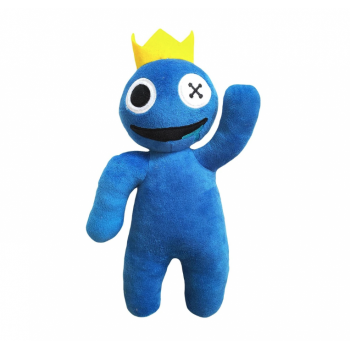 Jucarie din plus mascota Roblox Rainbow Friends, 30 cm, Albastru deschis cu coronita