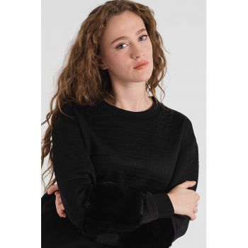 Bluza sport cu detalii de blana sintetica