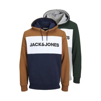 Jack & Jones - Set de hanorace cu model colorblock si imprimeu logo - 2 piese