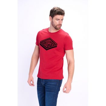 Tricou de bumbac cu logo pe piept