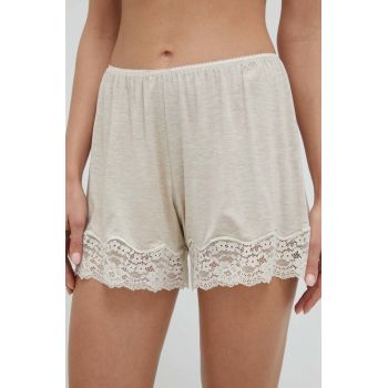 United Colors of Benetton pantaloni scurti de pijama femei, culoarea bej United Colors of Benetton pantaloni scurti de pijama femei, culoarea bej