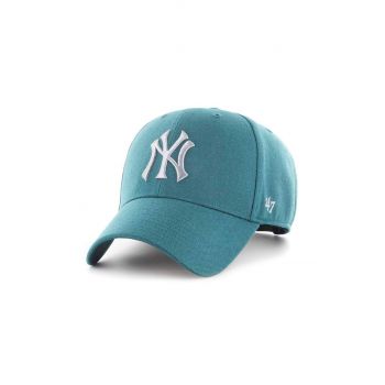 47brand șapcă de baseball din bumbac Mlb New York Yankees culoarea verde, cu imprimeu