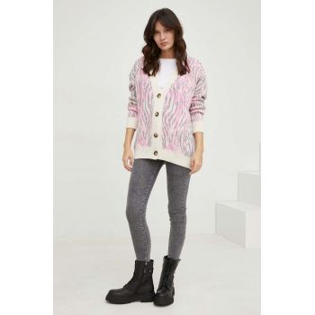 Answear Lab cardigan de lana femei, culoarea roz