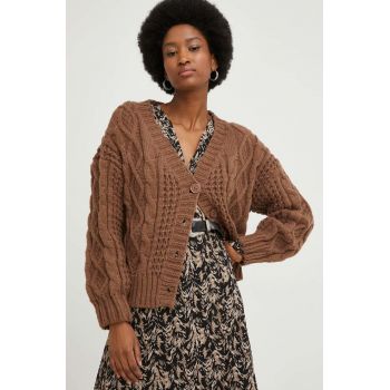 Answear Lab cardigan femei, culoarea maro, călduros