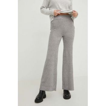 Answear Lab pantaloni femei, culoarea gri, lat, high waist