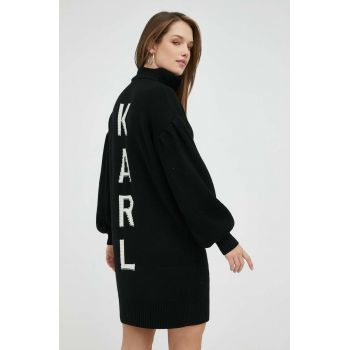 Karl Lagerfeld rochie din amestec de lana culoarea negru, mini, oversize