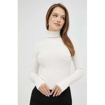 Morgan pulover femei, culoarea bej, light, cu guler
