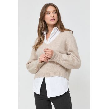 Morgan pulover femei, culoarea bej, light
