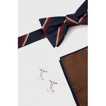 Selected Homme set papion, patrat de buzunar si butoni culoarea albastru marin Selected Homme set papion, patrat de buzunar si butoni culoarea albastru marin