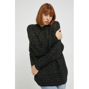 Superdry pulover din amestec de lana femei, culoarea negru, călduros