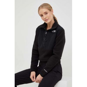 The North Face bluză Denali Cropped Fleece femei, culoarea negru, NF0A7WXYJK31 ieftin