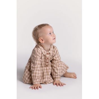 Coccodrillo rochie din bumbac pentru bebeluși culoarea bej, mini, evazati