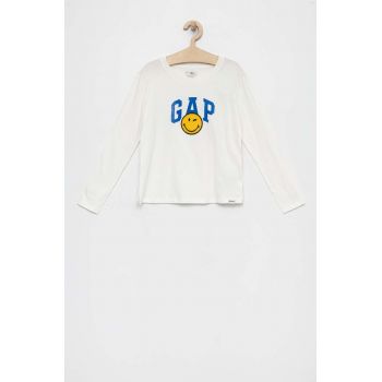 GAP longsleeve din bumbac pentru copii culoarea alb