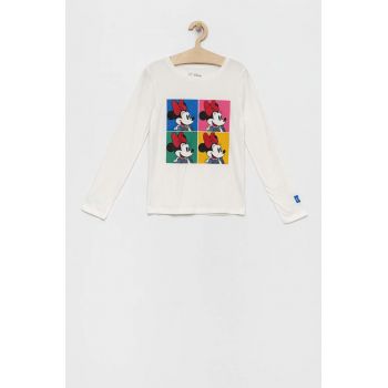 GAP longsleeve din bumbac pentru copii X Disney culoarea alb