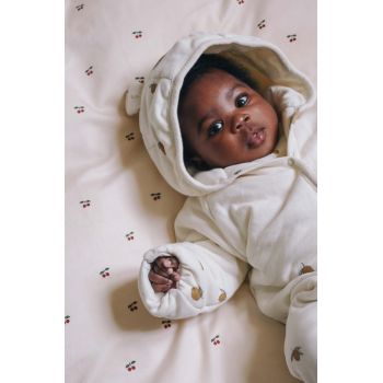 Konges Sløjd salopete bebeluși din bumbac NEWBORN ONESIE WITH HOOD