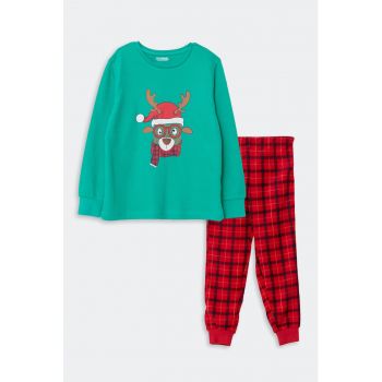 Pijama din bumbac cu tematica de Craciun