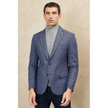 Sacou slim fit cu revere decupate