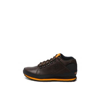 Pantofi sport mid-high de piele nabuc si plasa