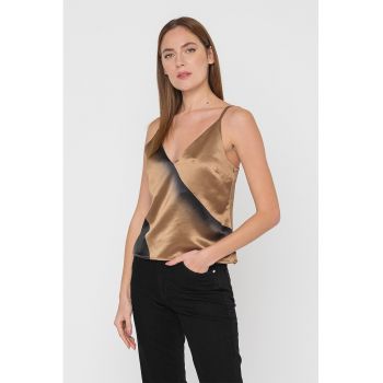 Top de satin cu decolteu in V