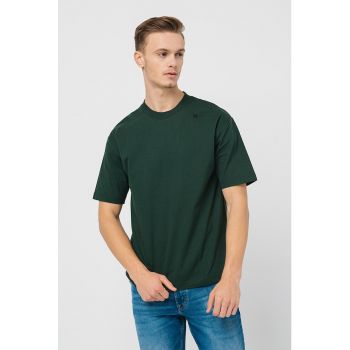 Tricou de bumbac cu decolteu la baza gatului